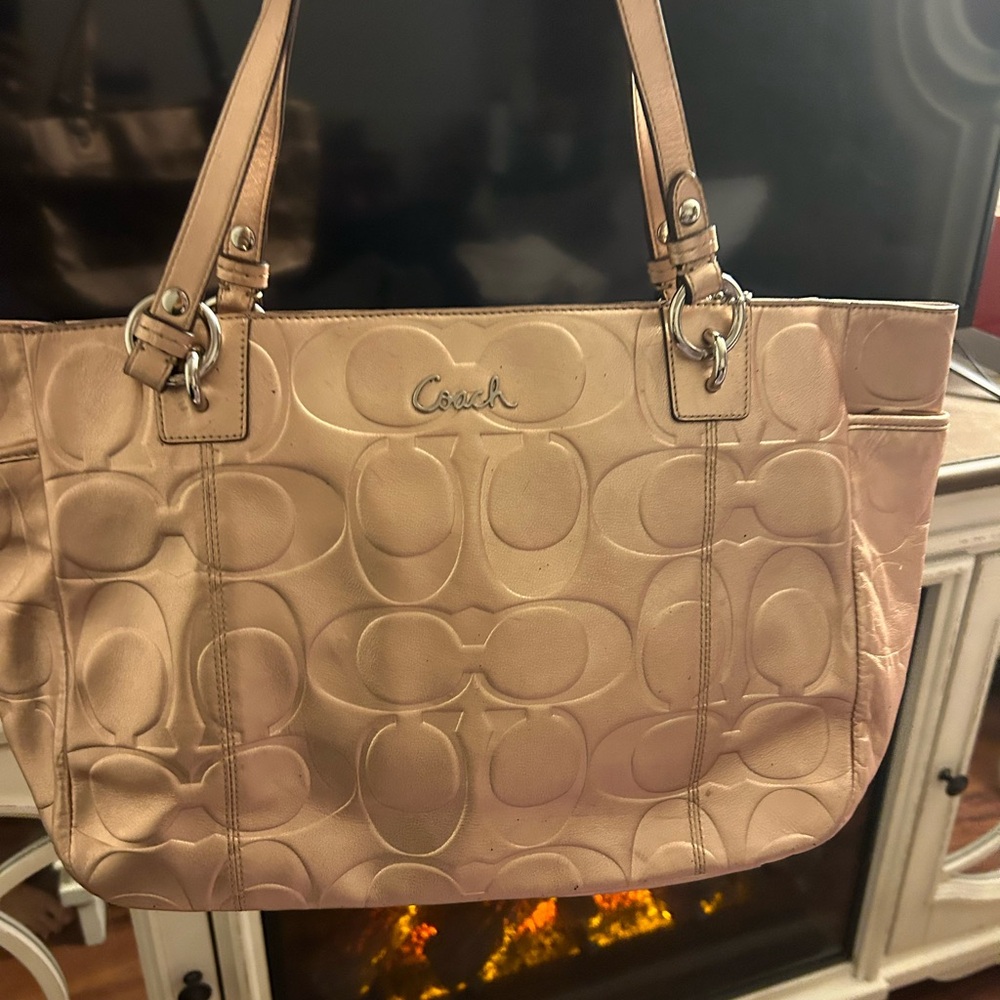 Gold Coach Women's Embossed Tote Bag previously loved in wonderful condition